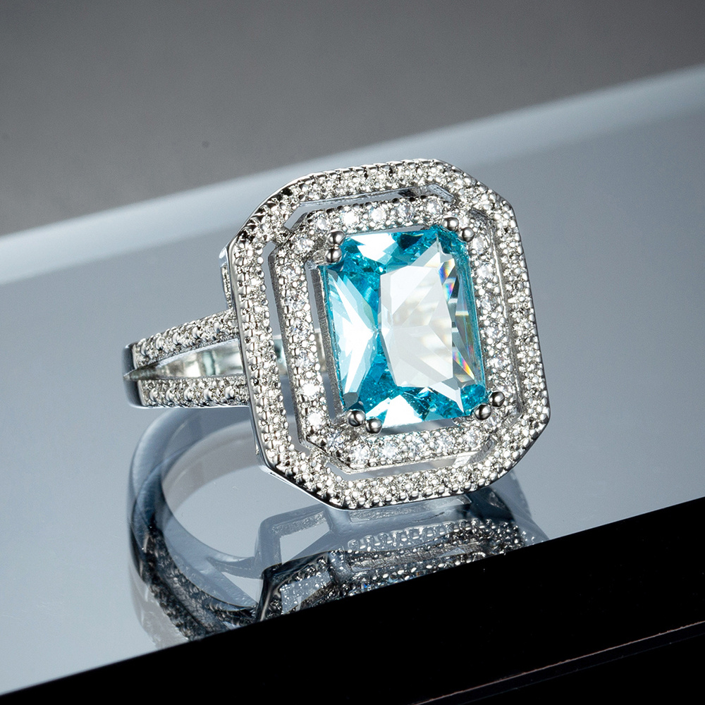Rectangular Light Ocean Classic Men's Wedding Ring